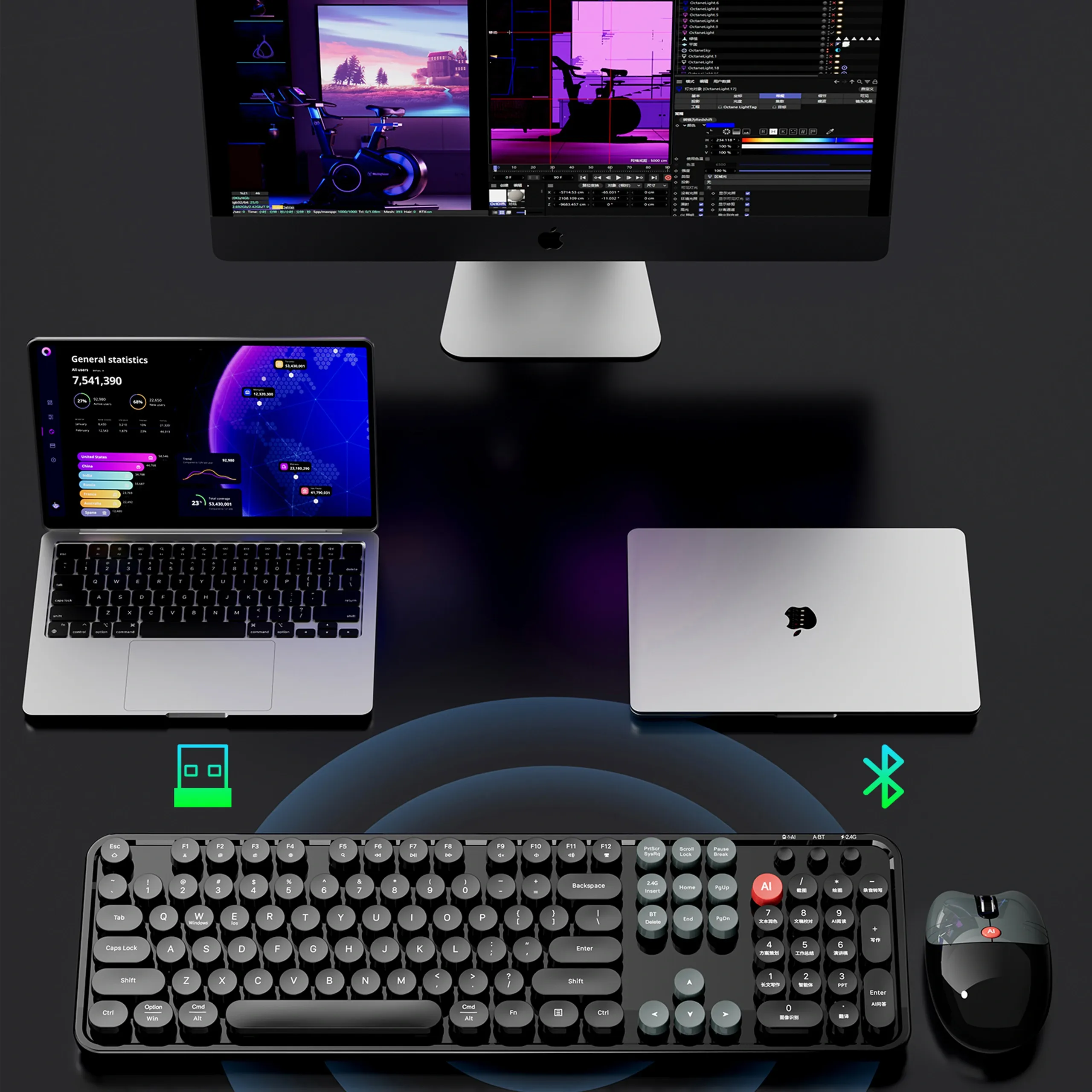 Bàn phím và chuột không dây MOFII MK002