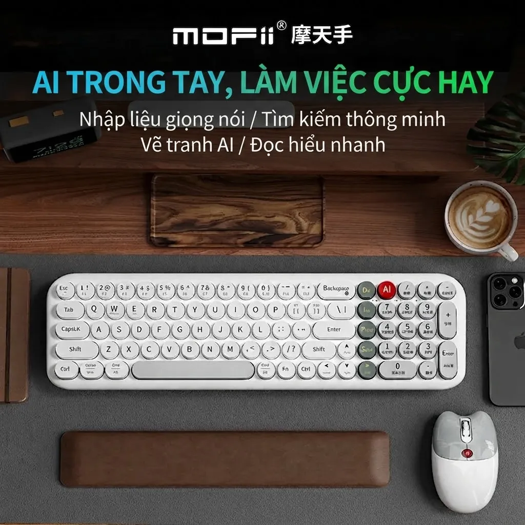 Bàn phím và chuột AI không dây 2 chế độ MOFII MK001