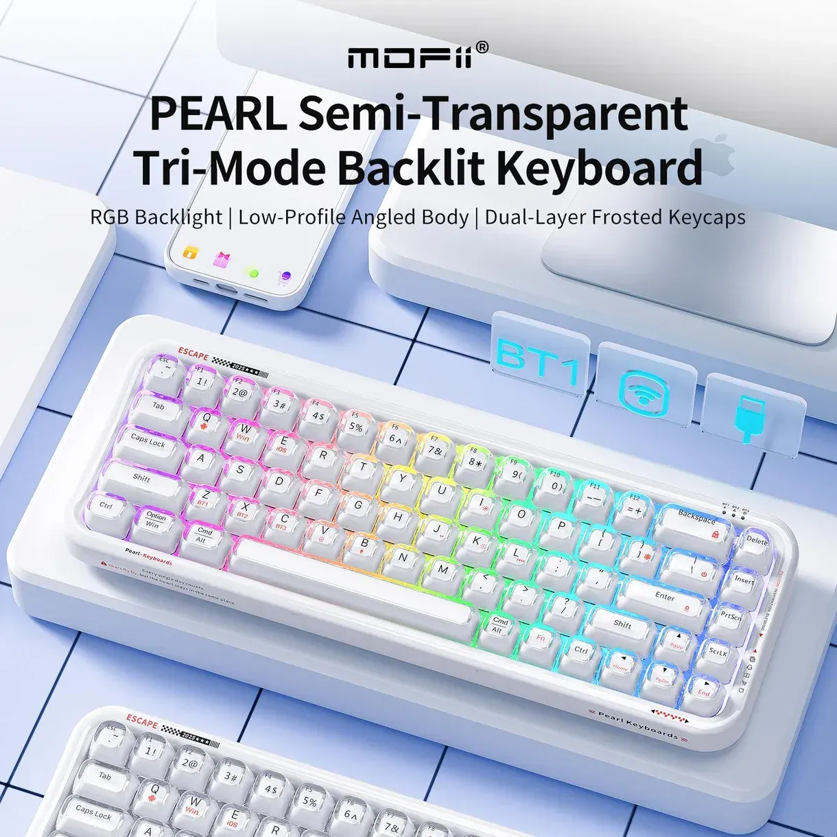 Bàn phím giả cơ không dây 3 chế độ MOFII PEARL