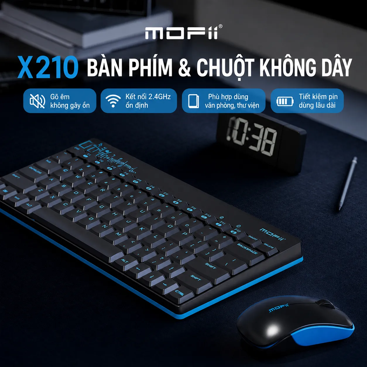 Bàn phím và chuột không dây 2.4Ghz MOFII X210
