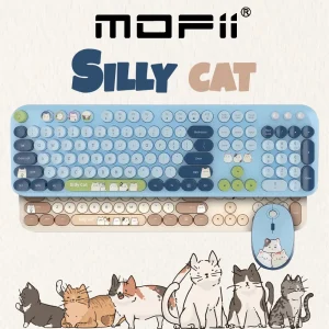 Bàn phím chuột không dây 2 màu MOFII SILLY CAT